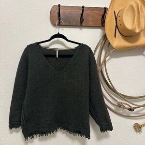 Free People Dark Green Wool Blend Sweater